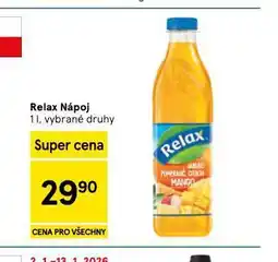 Tesco Relax nápoj nabídka