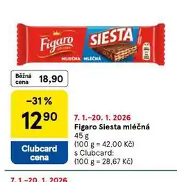 Tesco Figaro siesta mléčná nabídka