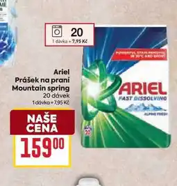 Billa Ariel Prášek na praní Mountain spring 20 dávek nabídka