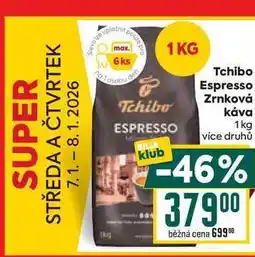 Billa Tchibo Espresso Zrnková káva 1kg nabídka