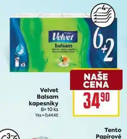 Billa Velvet Balsam kapesníky 8x10 ks nabídka