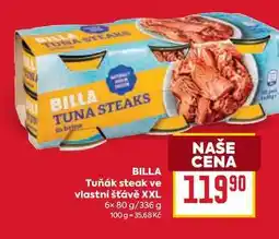 Billa BILLA Tuňák steak ve vlastní šťávě XXL 6x 80 g/336 g nabídka