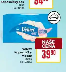 Billa Velvet Kapesníčky v boxu 120 ks nabídka