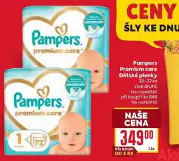 Billa Pampers Premium care Dětské plenky 32-72 ks nabídka