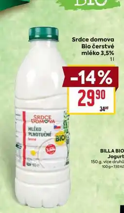 Billa Srdce domova Bio čerstvé mléko 3,5% 1l nabídka