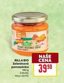Billa BILLA BIO Zeleninová pomazánka 180 g nabídka