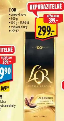 Albert L'OR zrnková káva 500 g nabídka