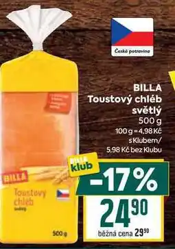 Billa BILLA Toustový chléb světlý klub 500 g nabídka