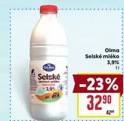 Billa Olma Selské mléko 3,9% 1l nabídka