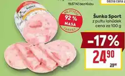 Billa Šunka Sport z pultu lahůdek cena za 100 g nabídka