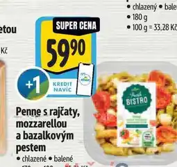 Albert Penne s rajčaty, mozzarellou a bazalkovým pestem 170 g nabídka