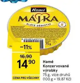 Tesco Hamé Konzervované výrobky, 75 g, více druhů nabídka