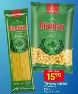 Hruška Malitas Těstoviny vaječné různé druhy 500 g nabídka