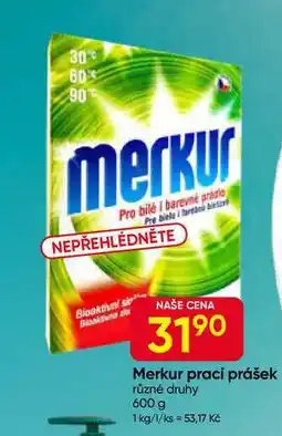 Hruška Merkur prací prášek různé druhy 600 g nabídka