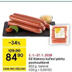 Tesco DZ Klatovy kuřecí párky pochoutkové, 850 g, balené nabídka