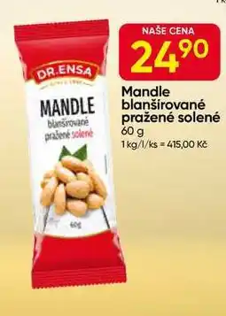 Hruška DR.ENSA Mandle blanšírované pražené solené 60 g nabídka