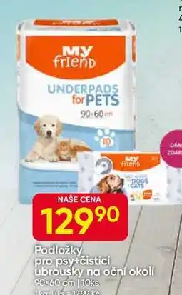 Hruška My friend Podložky pro psy+čistici ubrousky na oční okolí 90x60 cm, 10ks nabídka