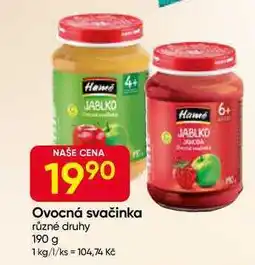 Hruška Hamé Ovocná svačinka různé druhy 190 g nabídka