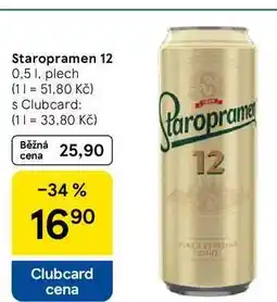Tesco Staropramen 12, 0,5 l, plech nabídka