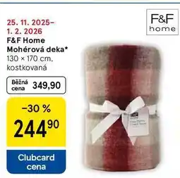 Tesco F&F Home Mohérová deka, 130 x 170 cm. kostkovaná nabídka