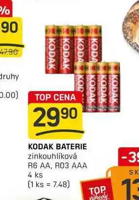 KODAK BATERIE zinkouhlíková R6 AA, R03 AAA 4 ks