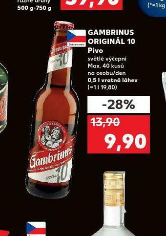 Kaufland Pivo gambrinus originál 10 nabídka