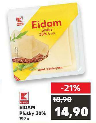 Kaufland Eidam plátky 30% nabídka