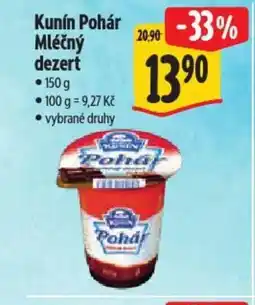 Albert Kunín Pohár Mléčný dezert nabídka