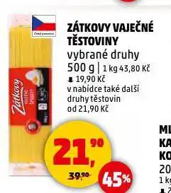 Penny Market Zátkovy vaječné těstoviny nabídka