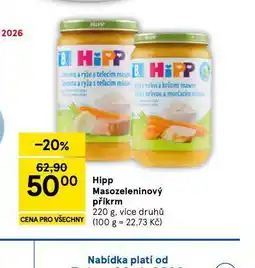 Tesco Hipp masozeleninový příkrm nabídka
