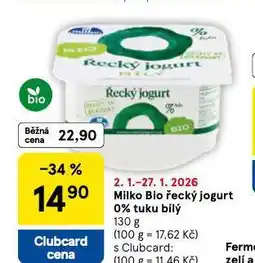 Tesco Milko bio řecký jogurt 0% tuku bílý nabídka