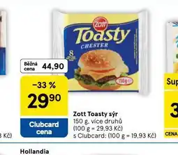 Tesco Zott toast sýr nabídka