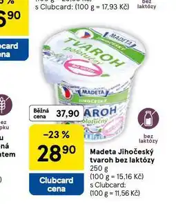 Tesco Madeta jihočeský tvaroh bez laktózy nabídka