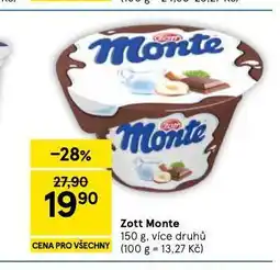 Tesco Zott monte nabídka