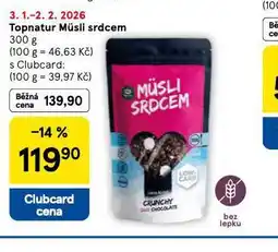Tesco Topnatur müsli srdcem nabídka