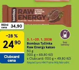 Tesco Bombus tyčinka raw energy kakao nabídka