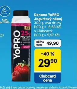 Tesco Danone yopro jogurtový nápoj nabídka