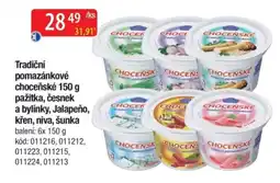 Qanto Tradiční pomazánkové choceňské pažitka, česnek a bylinky, jalapeño, křen, niva, šunka nabídka