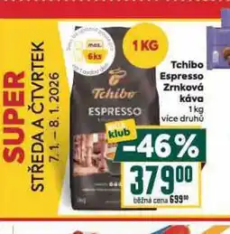 Billa Tchibo espresso zrnková káva nabídka