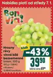 Billa Hrozny révy vinné bílé bezsemenné nabídka