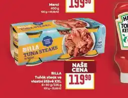 Billa Billa tuňák steak ve vlastní šťávě xxl nabídka