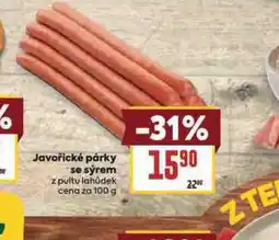 Billa Javořické párky se sýrem nabídka