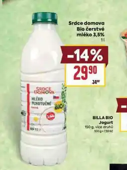Billa Bio čerstvé mléko 3,5% nabídka