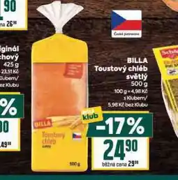 Billa Billa toustový chléb nabídka