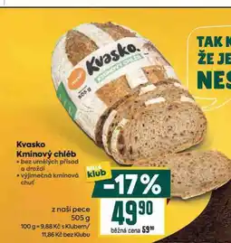 Billa Kvasko kmínový chléb nabídka