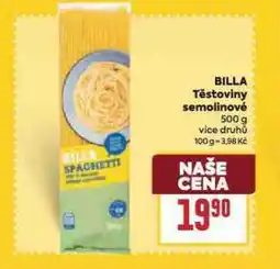 Billa Billa těstoviny semolinové nabídka
