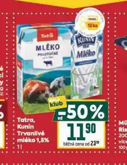 Billa Trvanlivé mléko 1,5% nabídka