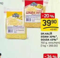 Flop DR.HALÍŘ EIDAM 30%, GOUDA 45% 150 g, strouhaný nabídka