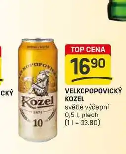 Flop VELKOPOPOVICKÝ KOZEL světlé výčepní 0,5 1, plech nabídka