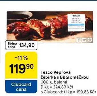 Tesco Tesco Vepřová Žebírka s BBQ omáčkou, 600 g, balená nabídka
